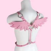 leather harness women pink waist sword belt angel wings punk gothic clothes rave outfit party jewelry gifts kawaii accessories
