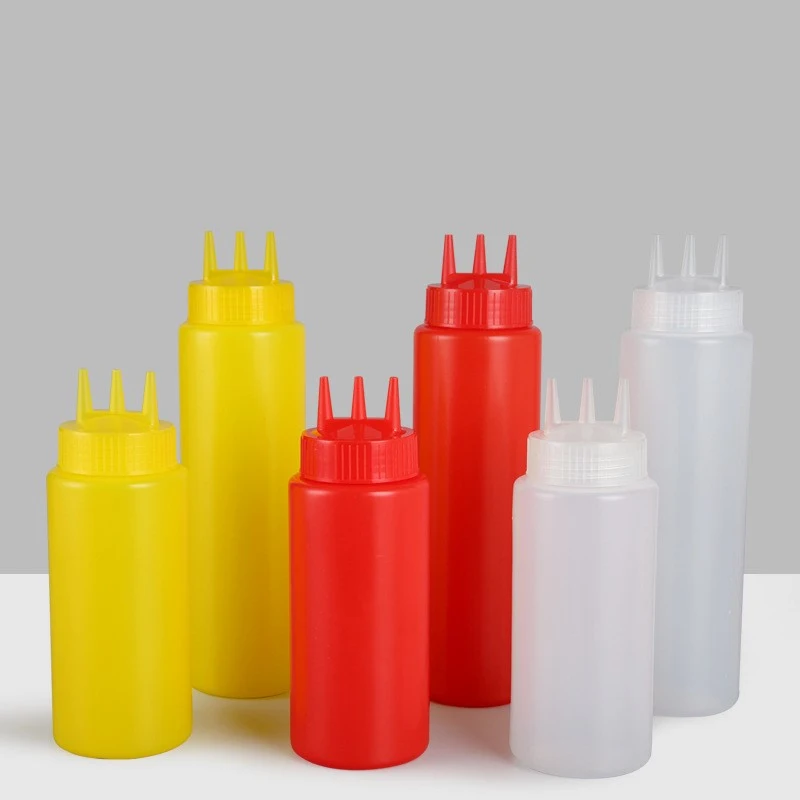 

3 Holes S/M/L Twist Jam Bottle Squeeze Bottle Food Grade Plastic Ketchup Mustard Mayo Sauces Olive Oil Bottles Kitchen Gadgets