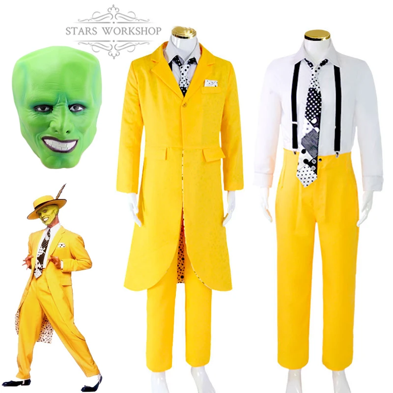 

Anime The Mask Stanley Cosplay Costume Men Women Yellow Jacket Coat Uniform Halloween Carnival Party Stage Performance Suit