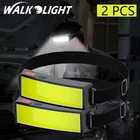 Светодиодный головной фонарь с COB матрицей, супермощный фонарь со встроенным аккумулятором и зарядкой по USB, 5 режимов освещения, рабочий свет, 2 шт.