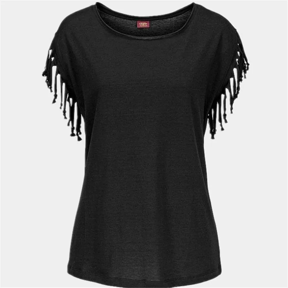 Женская блузка с круглым вырезом и коротким рукавом однотонная Повседневная