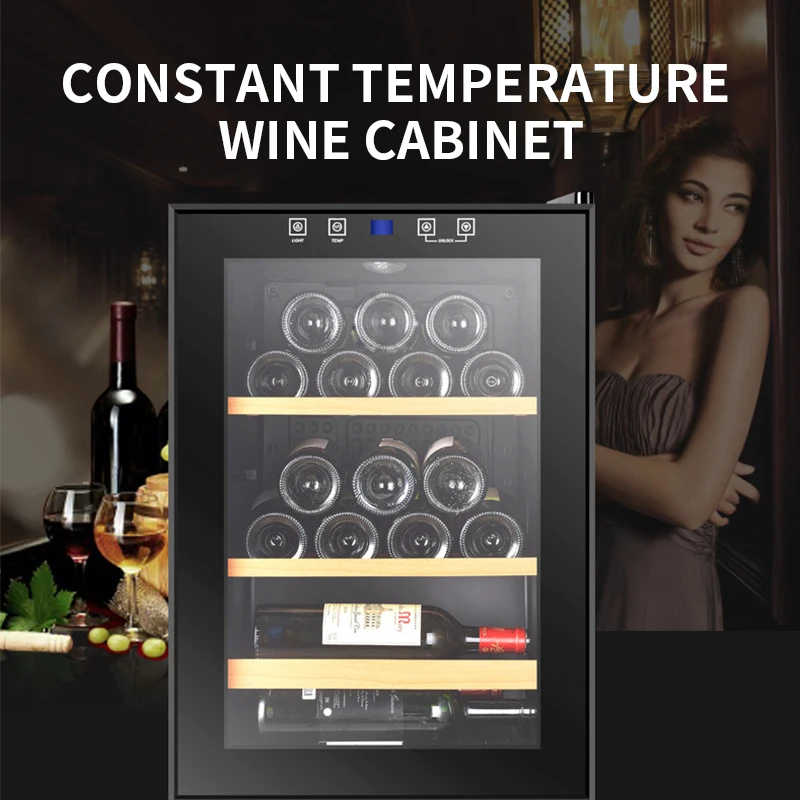 

4 layers Constant temperature small wine cabinet freezer solid wood wine cabinet home tea cabinet refrigerated display cabinet