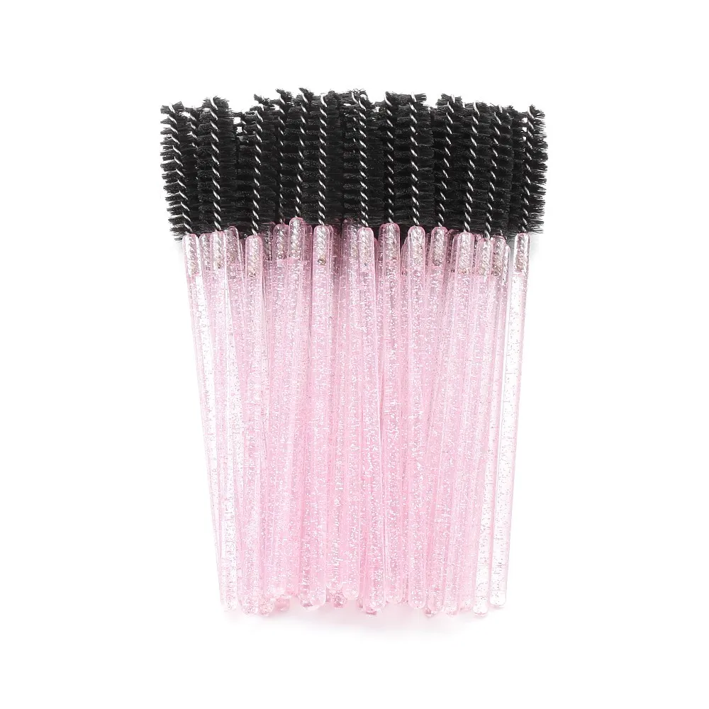 pink 50 шт./лот, одноразовые нейлоновые палочки для туши, синие ручки, кисти для ресниц, кисти для макияжа, инструменты для наращивания ресниц - Handle Color: pink