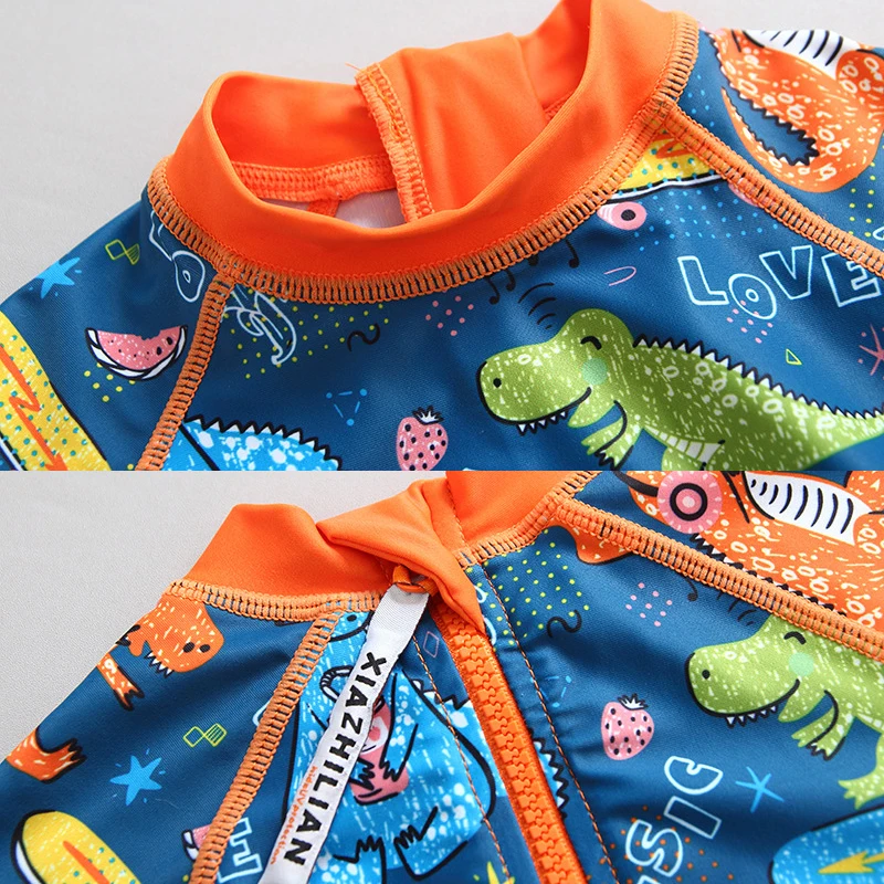 Swimsuit Kids 1-8 Years Boys Swimwear Baby Boy Bathing Swimming Pool Clothes Children's Swim Suit Dinosaur Sunscreen Pants Set