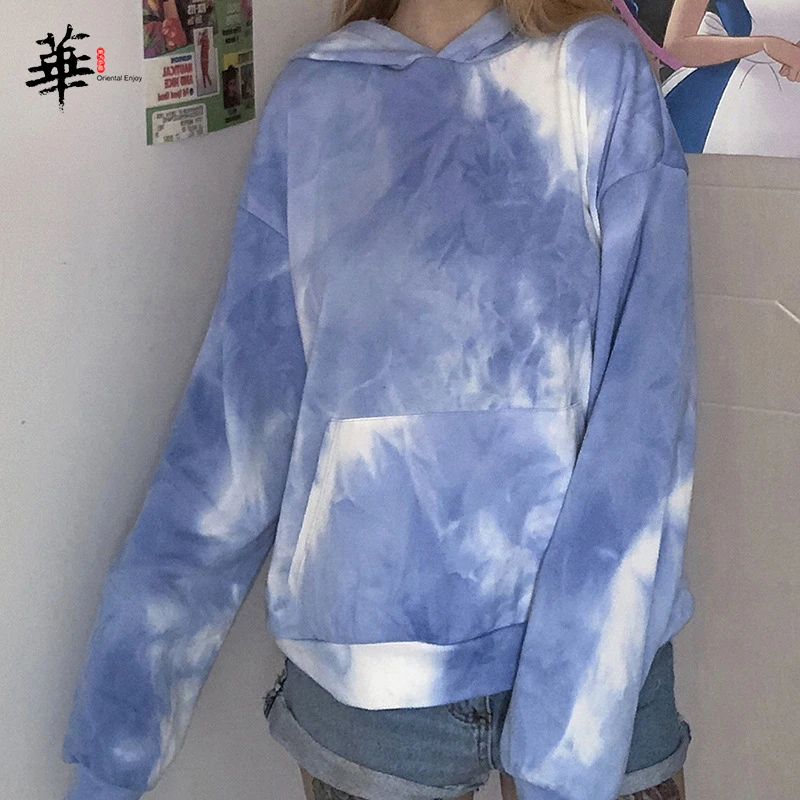 Женская толстовка с радужным галстуком краской модная уличная капюшоном Осенний