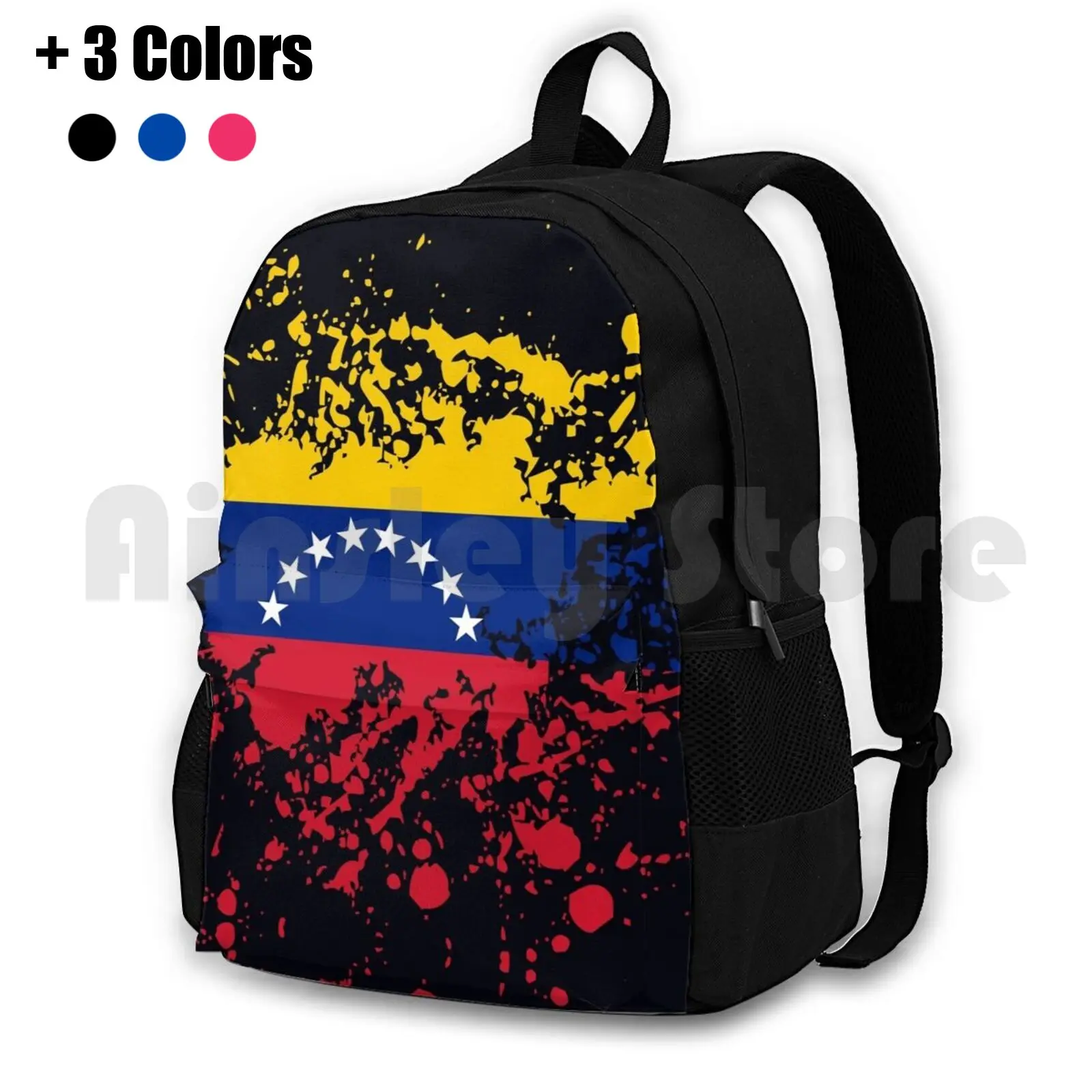 

Venezuela Flag Ink Splatter Outdoor Hiking Backpack Riding Climbing Sports Bag Venezuela Flag Ink Splatter Patriotic Cool