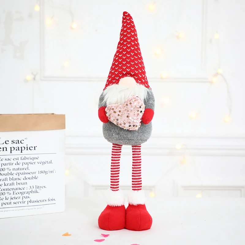 

Valentines Day Gnome Standing Plush Elf Decorations Handmade Heart Scandinavian H3CC