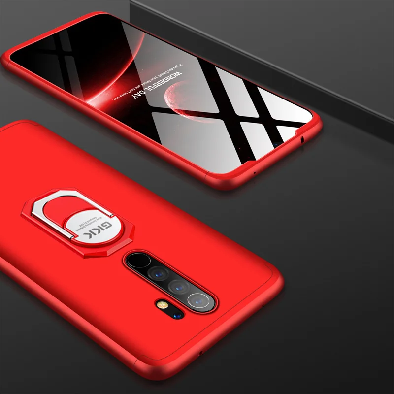 3-в-1 чехол для Xiaomi redmi note 8 Pro Чехол Крышка защитное кольцо магнетизм кронштейн анти-столкновения в виде ракушки для redmi note 8 Coque - Цвет: red