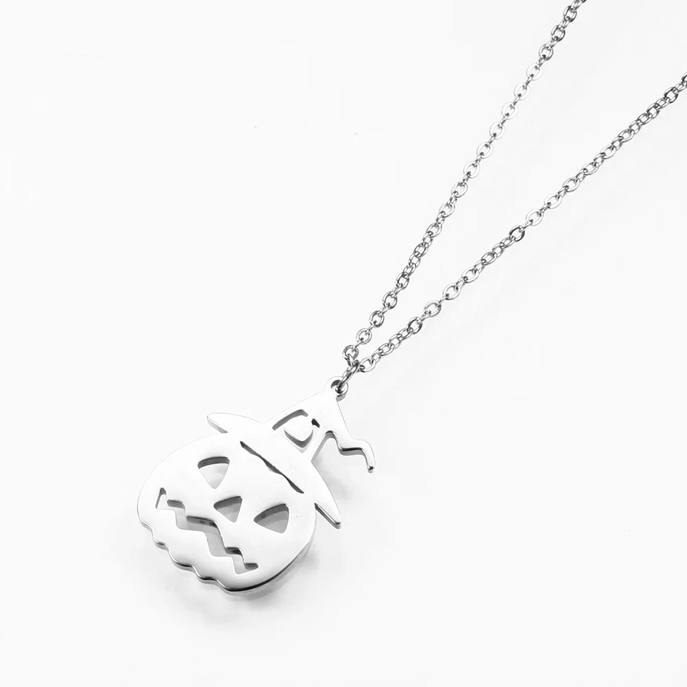 Полые тыквы Череп Призрак ожерелье из нержавеющей стали розовое золото