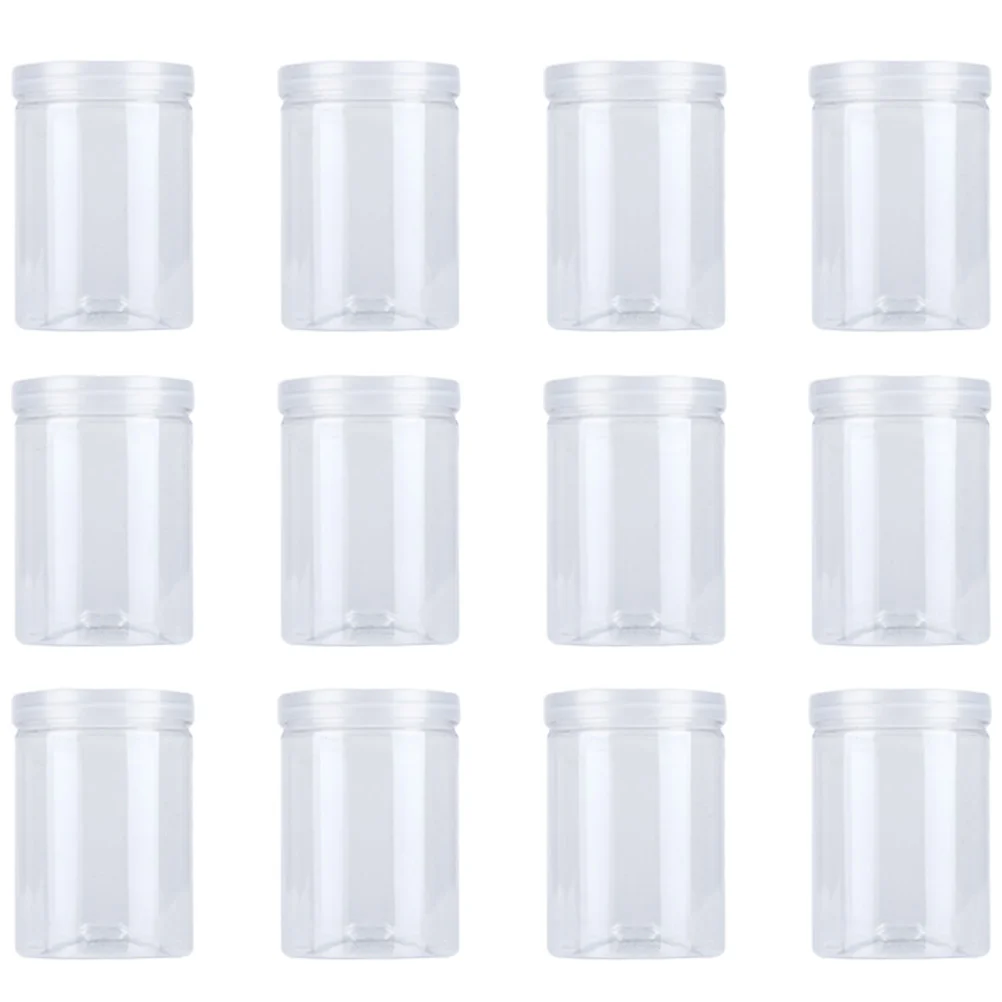

1 Set 12 Pcs 500ml Food Jars Kitchen Cookie Sealed Cans (Transparent)