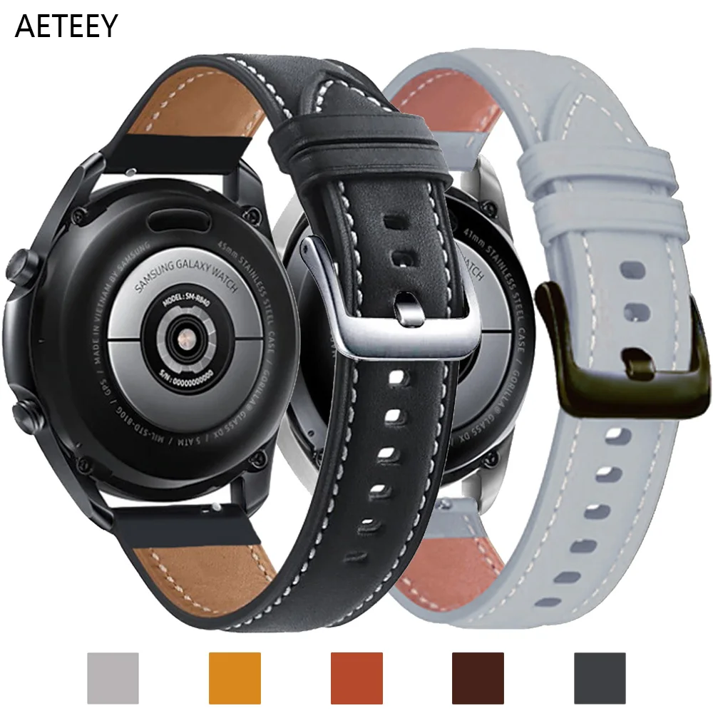 

20 мм кожаный ремешок совместим с Samsung Galaxy Watch3 45 мм шестерни S4-46 для HUAWEI часы 2 GT2 22 мм ремешок для наручных часов из мягкого материала