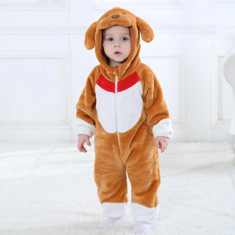 Комбинезон для малышей с коричневой собакой комбинезон маленьких девочек и