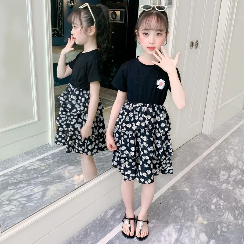 2020 летнее платье для девочек Детское Одежда маленьких Короткая рубашка с