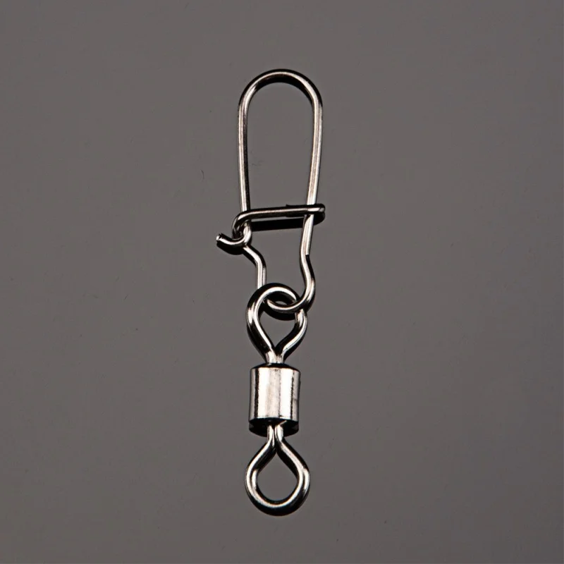 

50Pcs Stainless Steel Fishing Bearings Hooked Snap Pins Rolling Swivel Connectors Fishing Tools