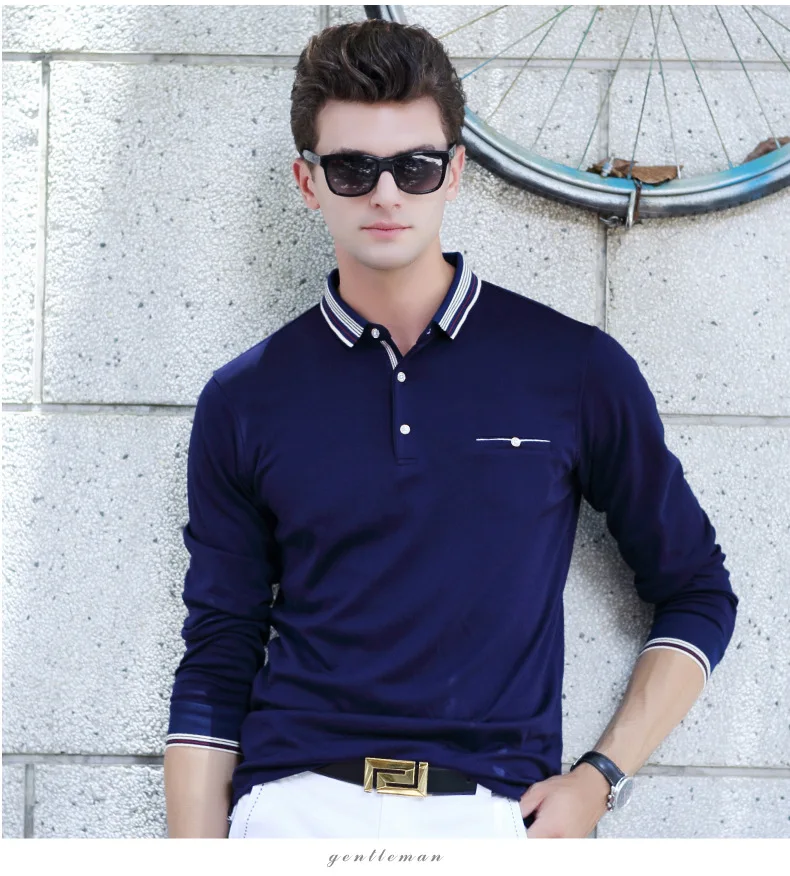 

Spring Autumn New Long-Sleeved Mens Polo Shirt Fashion Business Casual Turndown Collar Solid Color Men's Polo Shirt Dropshipping