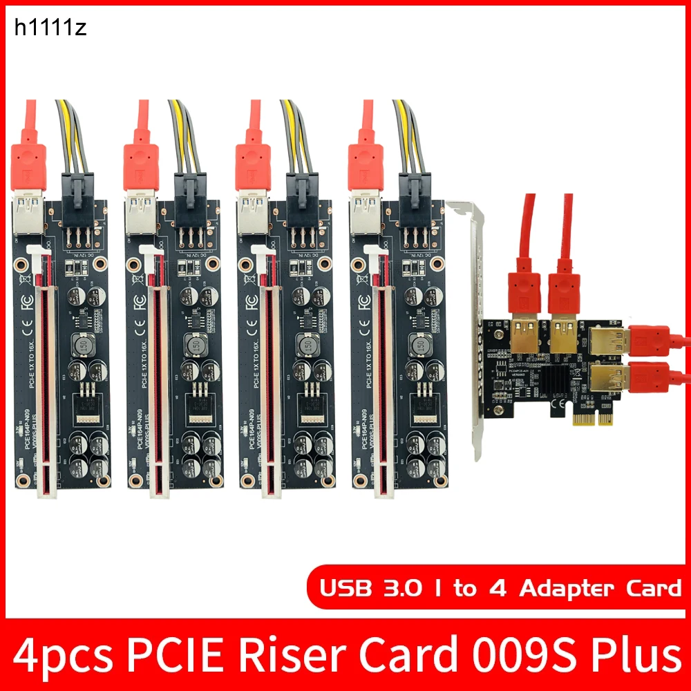 H1111Z PCI E PCIE Райзер карта от 1 до 4 USB адаптер усилитель концентратор Express 009S Plus x16 для
