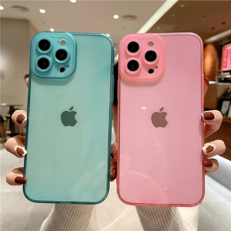 

Shockproof Candy Colors Phone Case For iPhone 11 12 13 Pro Max X XR XS Max 7 8 Plus Transparent Back Cover