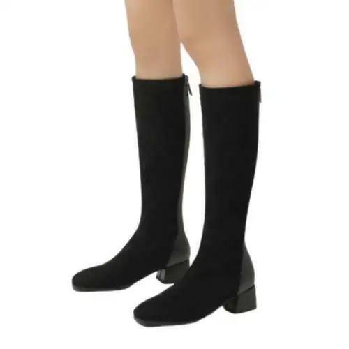 

Женские ковбойские сапоги до середины икры на блочном каблуке