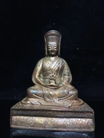 9chinese folk collection old bronze cinnabar lacquer northern wei buddha master marpa guru buddha statue buddhist teacher