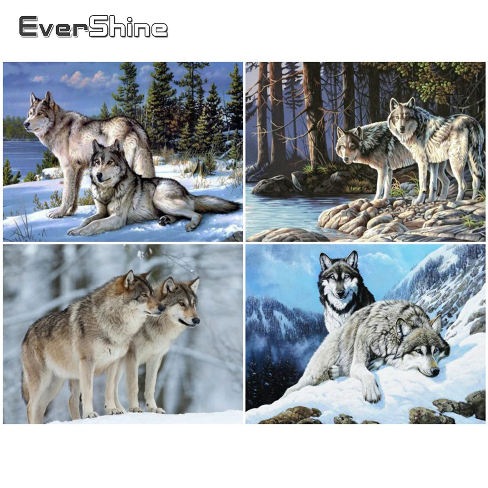 EverShine 5D алмазная живопись Снежный волк картина Стразы Сделай Сам Алмазная