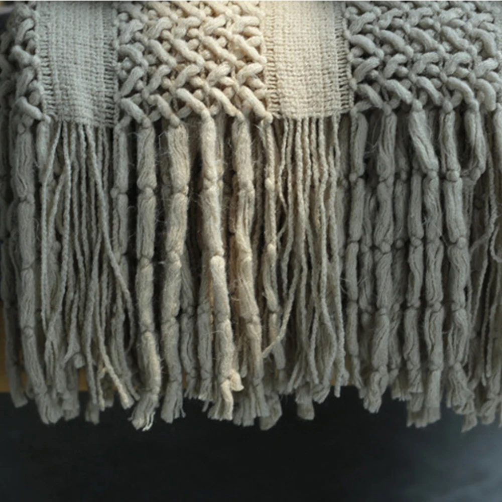 Нитяное одеяло полотенце мягкое теплое покрывало кондиционер с кисточкой для