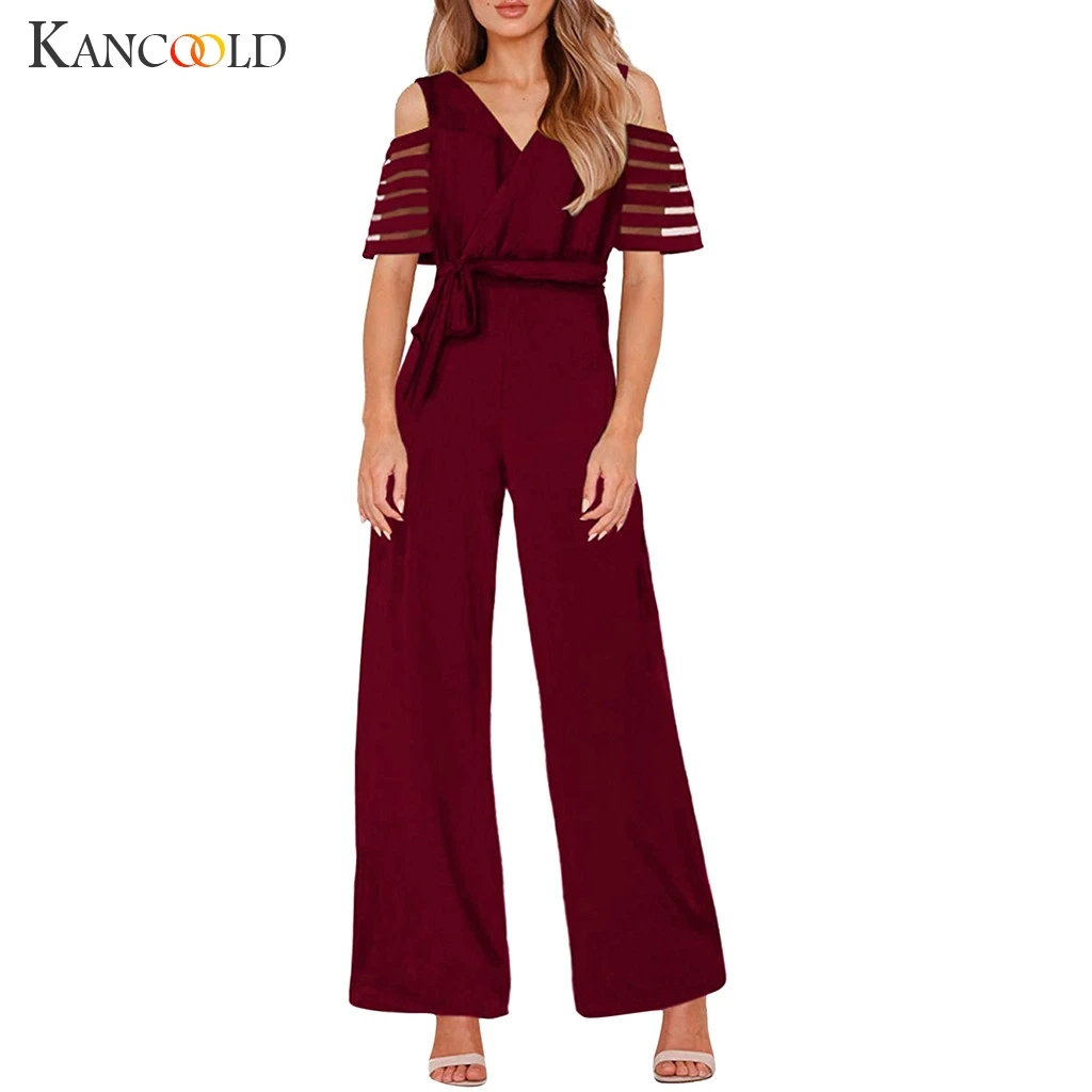 Длинный комбинезон большого размера плюс с широкими штанинами облегающий черный