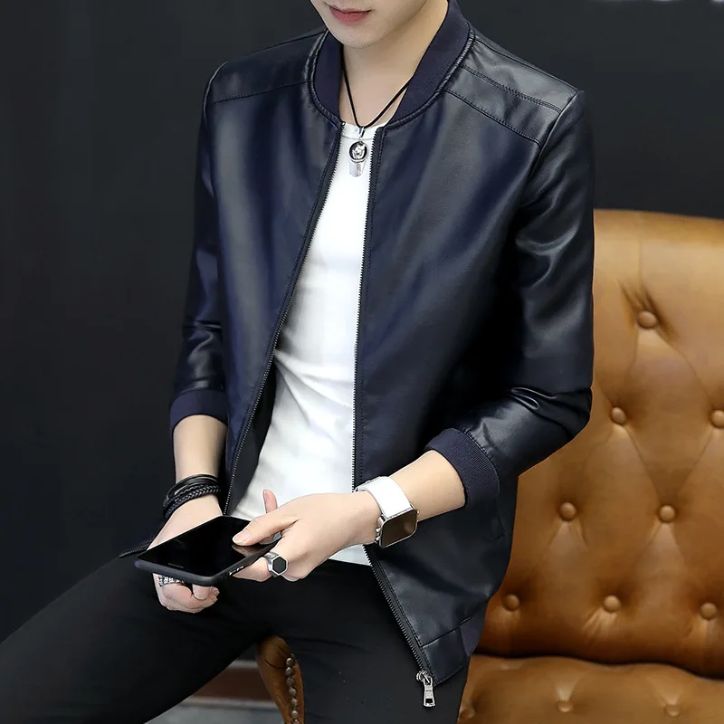 Мужская куртка из искусственной кожи 2019 весна и осень корейский тонкий модный