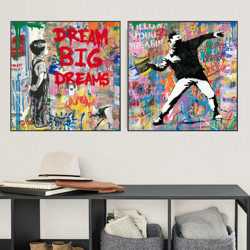 

Street Graffiti Pop Art Banksy Follow Your Dream Canvas Paintings Posters and Prints Wall Art Picture for Living Room Decor