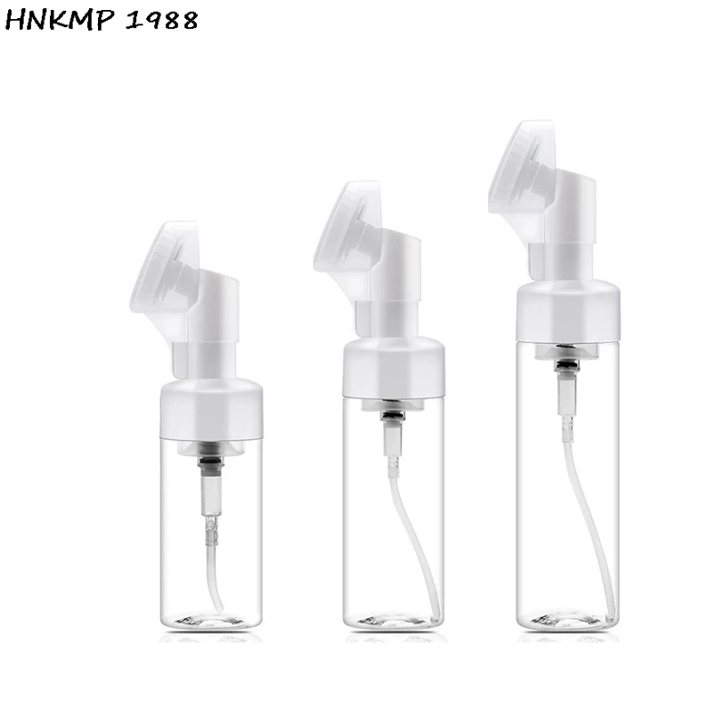 100/150/200ml Empty Froth Foaming Pump Bottle With Silicone Brush Head Plastic Face Cleaning Foam Bottles