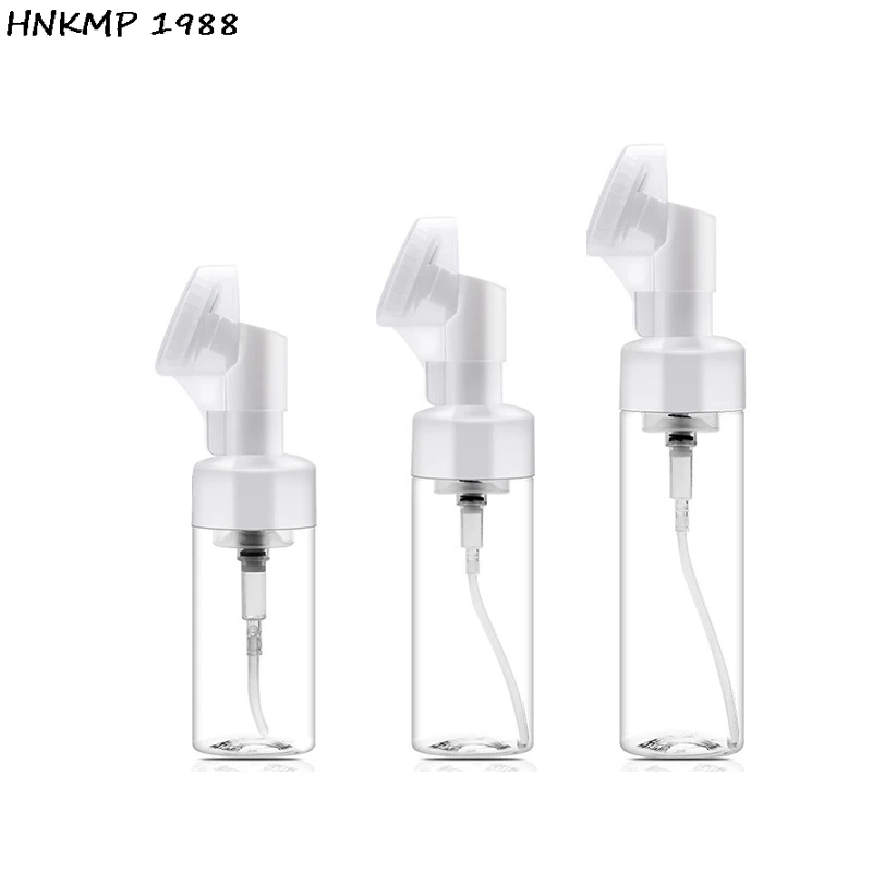 

100/150/200ml Empty Froth Foaming Pump Bottle With Silicone Brush Head Plastic Face Cleaning Foam Bottles