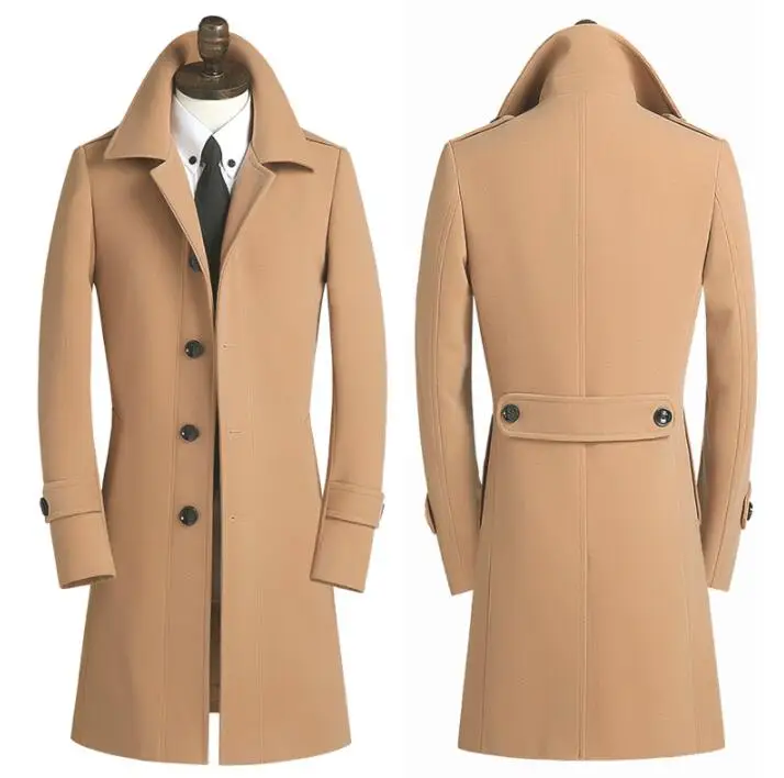 

Khaki woolen coat men trench coats long sleeves imported clothing man 9XL overcoat mens cashmere coat casaco masculino england