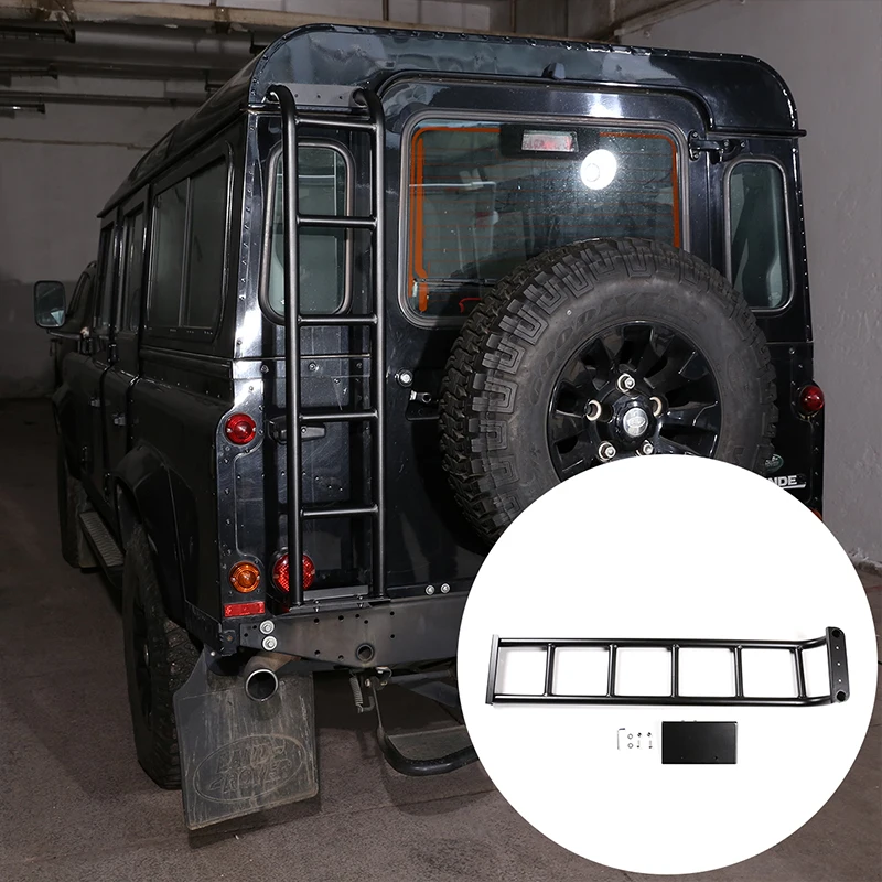 

Car styling Alloy Black Car Rear Door Tailgate Roof Climbing Ladder Kit For Land Rover Defender 90 110 2004-2009 Car Accessories