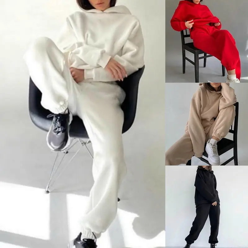 

New Autumn Winter Trasuit Two Piece Set Women's Hooded Sweatshirt And Pants 2PCS Outfits Female Casual Woman Jogger Sport Suit