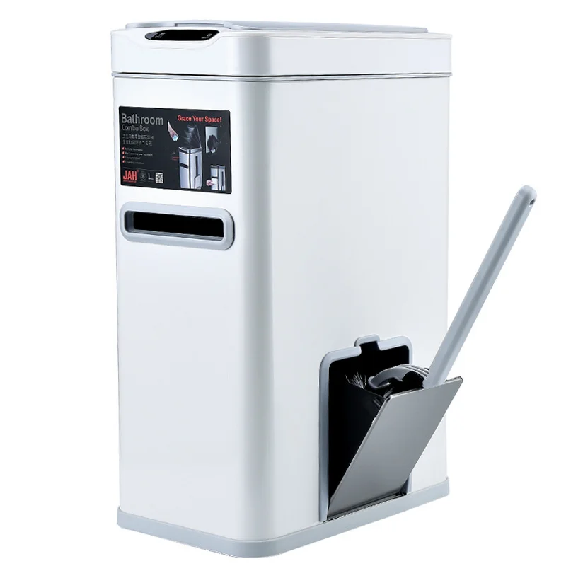 

7L Toilet Garbage Can Toilet Smart Sensing Household With Cover 3in1 Toilet Brush Automatic Garbage Bucket trash can