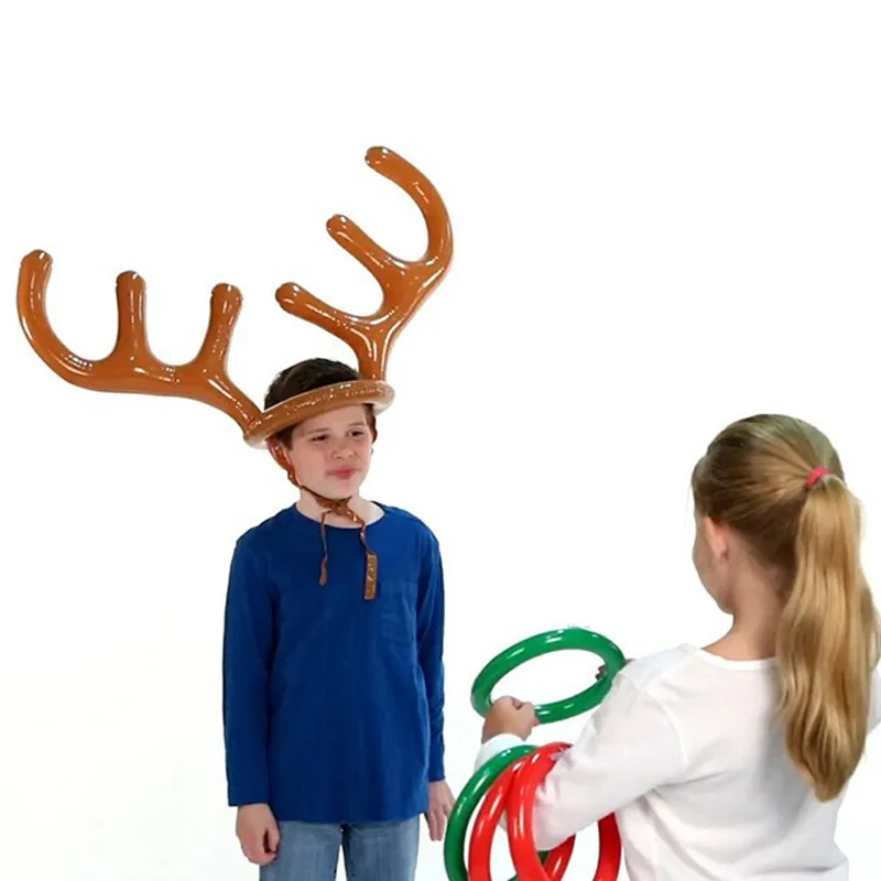 Christmas Game Inflatable Santa Funny Reindeer Antler Hat Ring Toss Christmas kids Gift New Year Christmas Outdoor Inflated toys
