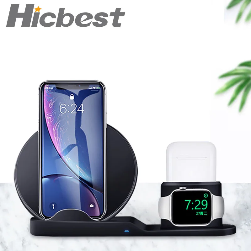 3 в 1 беспроводная зарядная подставка для iPhone 8 X XR XS Беспроводная зарядная док-станция магнитное зарядное устройство для Apple Watch 4 3 2 1 3в1