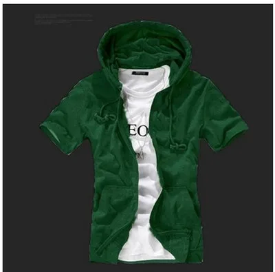 

2021 Summer New Multi-Color Hooded Cardigan Short-Sleeved T-shirt Casual Men's Clothing T-shirt