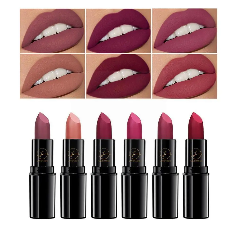 

Qibest Brand 6 Colors Waterproof Matte Nude Lipstick Makeup Red Gloss Lipkit Lipgloss Lasting Black Women Long Pigment Lip Q2w2