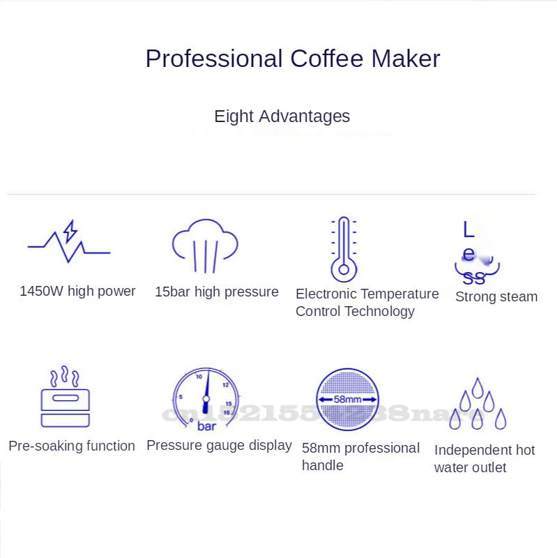 Authentic Coffee Machine Maker Espresso Cups Steam Type Semiautomatic 19Bar Home Commercial Milk Frother Stainless Steel 220V | Бытовая