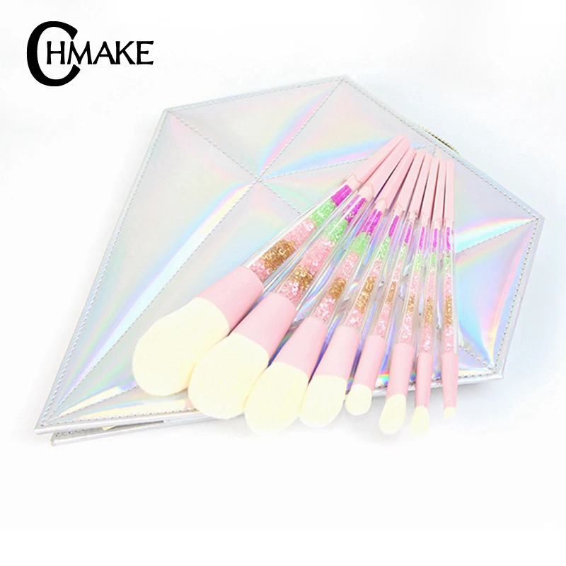 CHMAKE 8pcs diamond colorful makeup brush set professional make up brushes high quality cosmetic tools kit with bag | Красота и