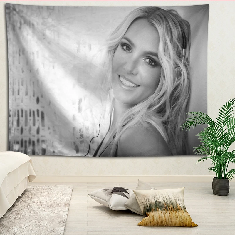 

Custom Britney Spears printed Creative tapestry living room bedroom background wall fabric hanging painting small fresh