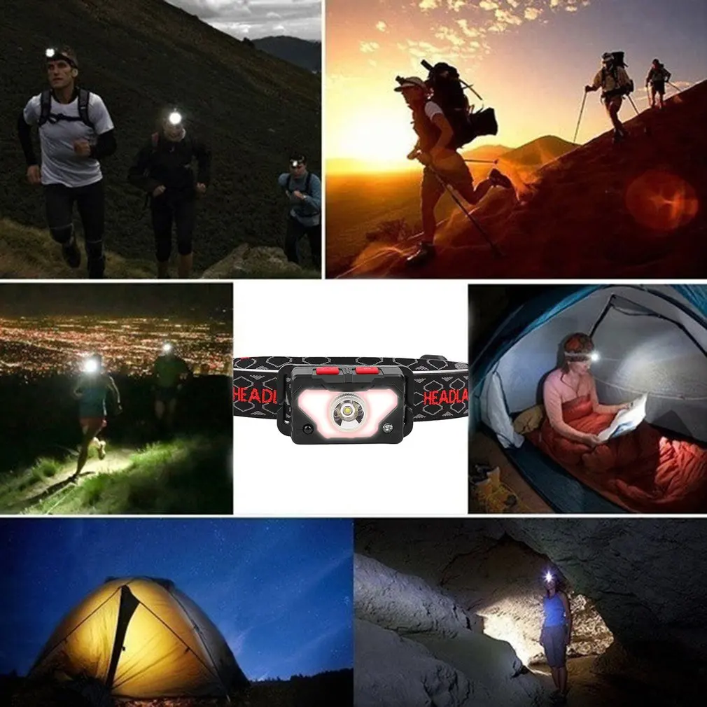 

Sensor Headlight XPE+COB LED Headlamp Portable Torch Lamp Built-in Battery Rechargable Outdoor Camping Hiking Night Light