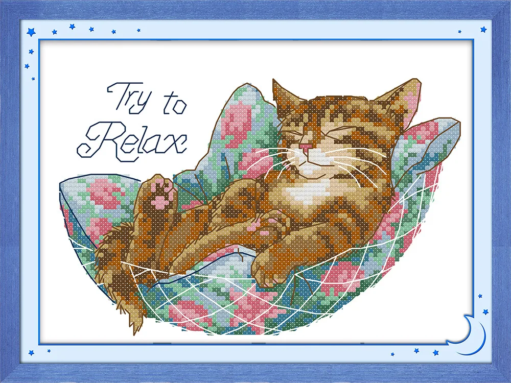 Спящий котенок DMC китайские наборы для вышивки крестом Наборы вышивания