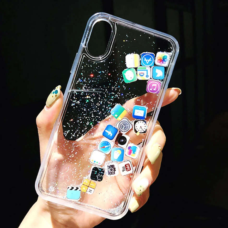 Роскошный динамический чехол с жидкими блестками для телефона Iphone 11 Pro Xs Max