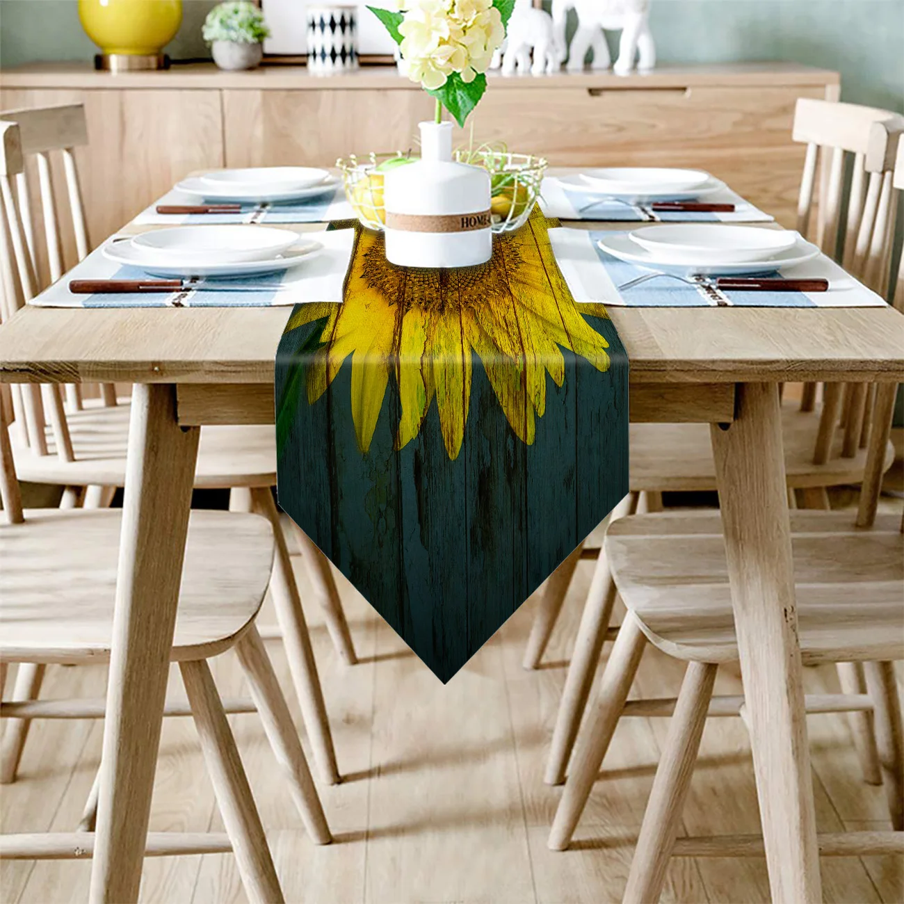 Современная настольная дорожка винтажная деревянная доска с принтом подсолнуха