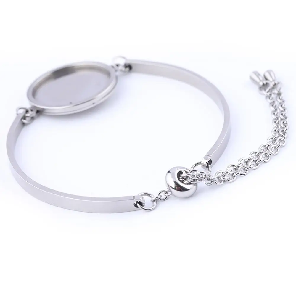 2 шт из нержавеющей стали Браслет манжета базовые настройки 20 мм Диаметр Кабошон