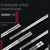 304 stainless steel chopsticks square laser anti scalding anti skid for household hotel tableware high quality