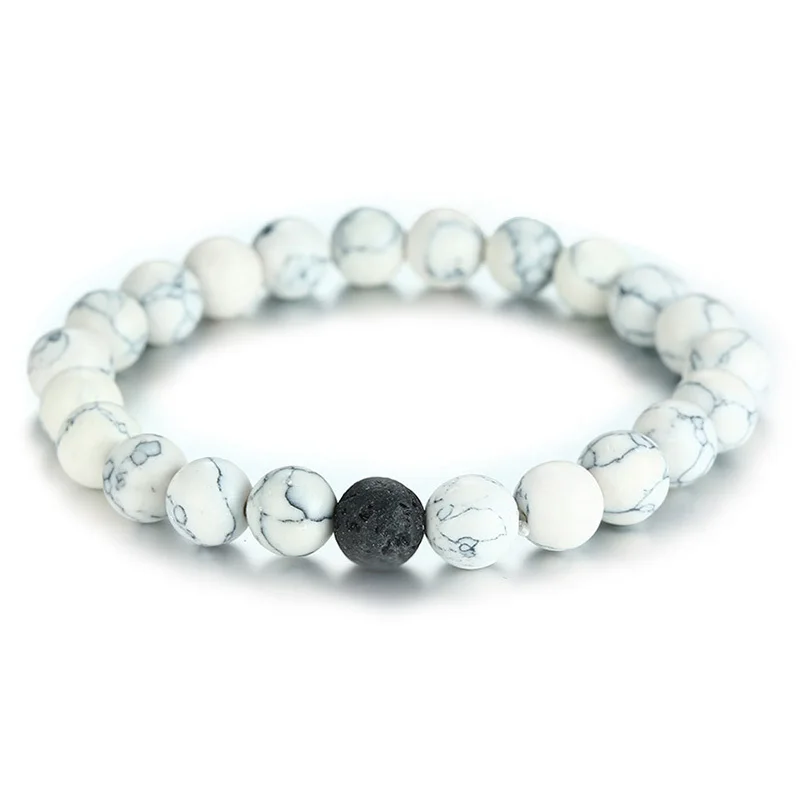 Белый Howlite камень из вулканической лавы браслет на эластичной веревке