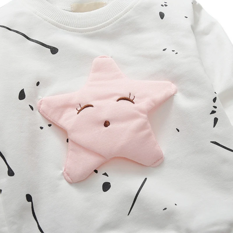 

Children Sweatshirt Cotton Long Sleeve T-shirt Casual Style Cute Pullover Tee Kids Girls Boys Star Pattern Printed Clothing Set
