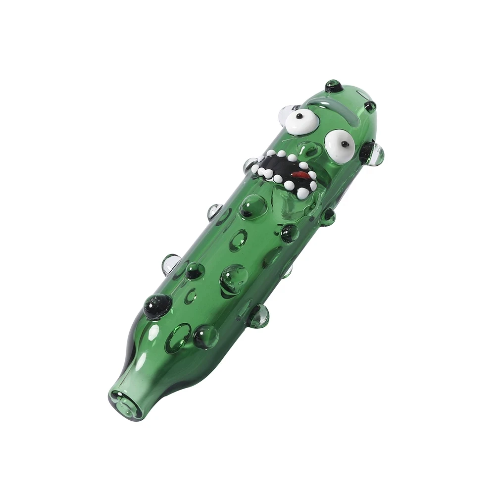

Glow in the dark 4.8" Pickle Rick Handmade Deep Spoon Pipe